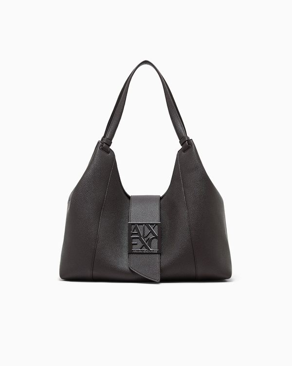 Borsa hobo effetto pelle con placca logo