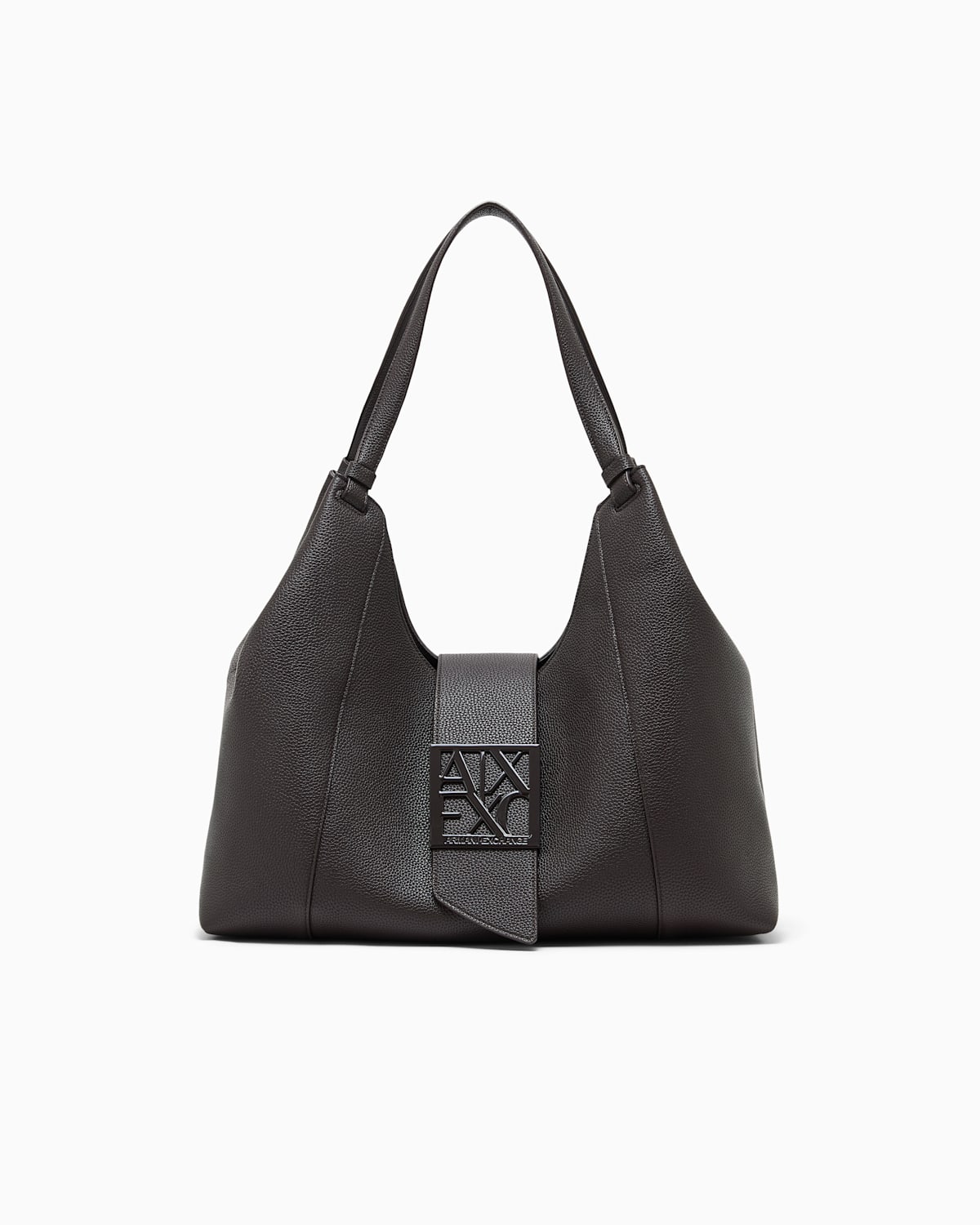 Borsa hobo effetto pelle con placca logo – foto 1