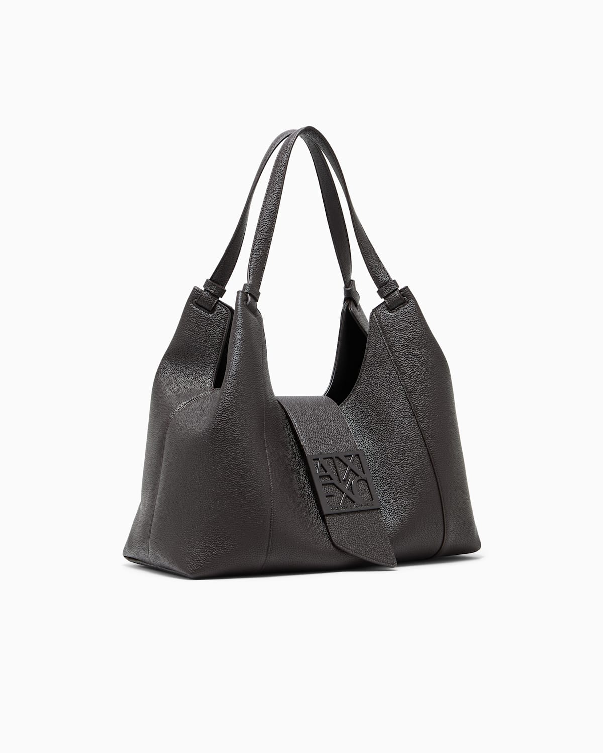 Borsa hobo effetto pelle con placca logo – foto 3
