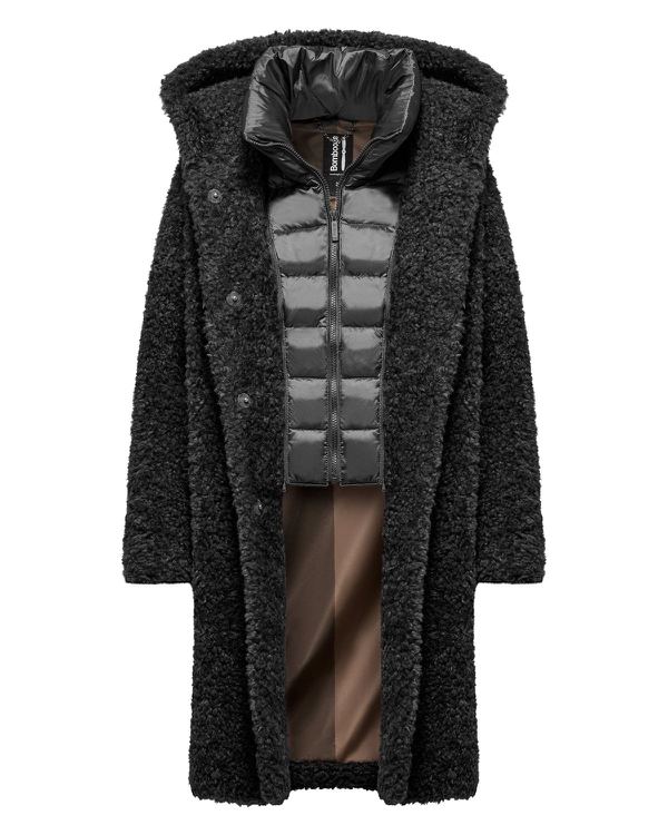 Cappotto monopetto in ecopelliccia