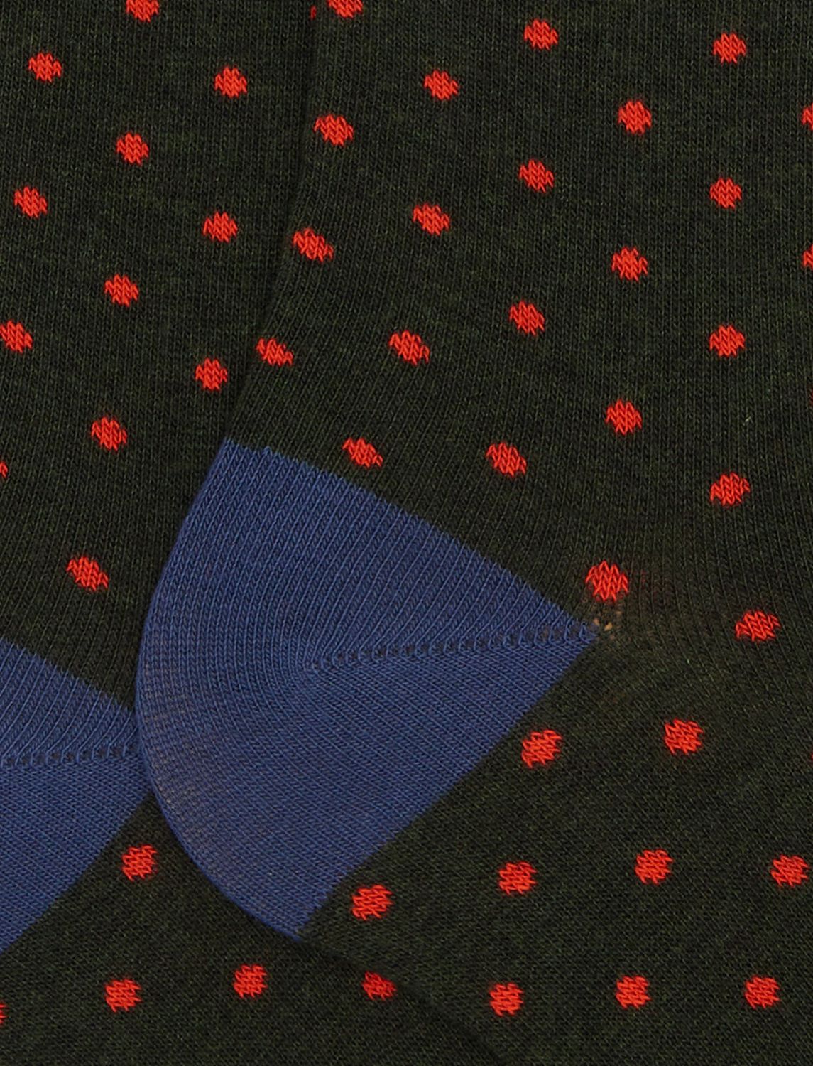 Calze lunghe verde scuro a pois arancio – foto 2