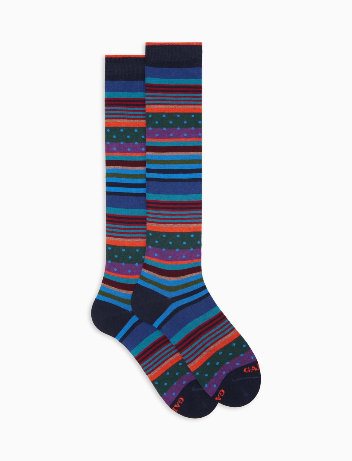Calze lunghe a righe e pois multicolor – foto 1