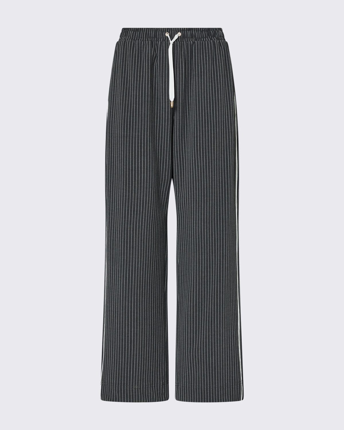 Pantaloni gessati con inserto in pizzo – foto 1