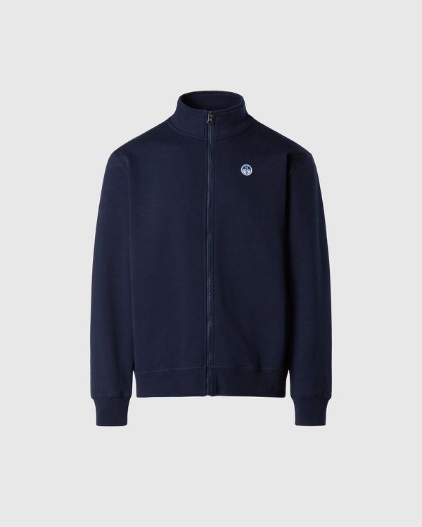 Felpa con zip integrale e patch logo blu navy