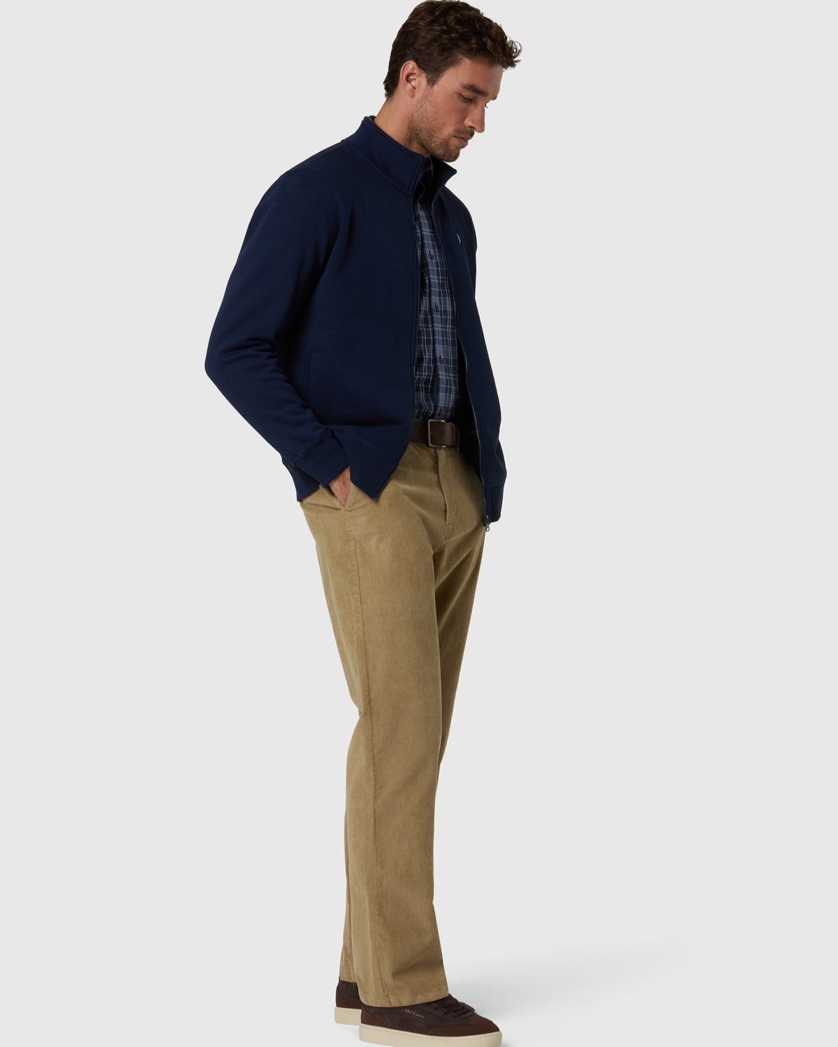 Felpa con zip integrale e patch logo blu navy – foto 3