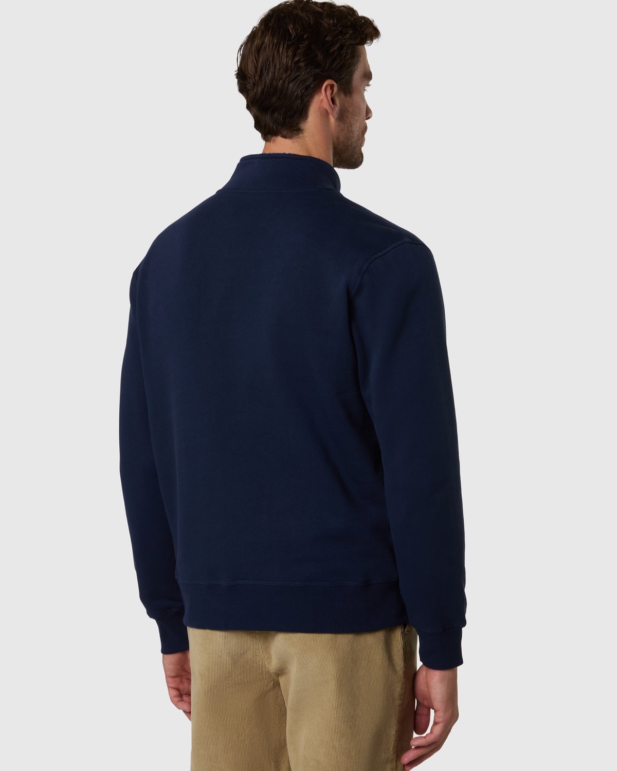 Felpa con zip integrale e patch logo blu navy – foto 5