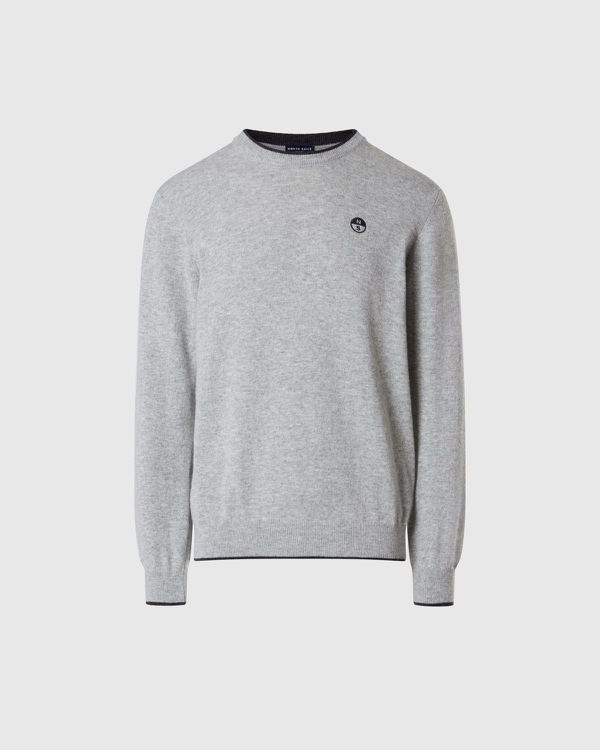 Maglione girocollo in misto cashmere grigio mélange