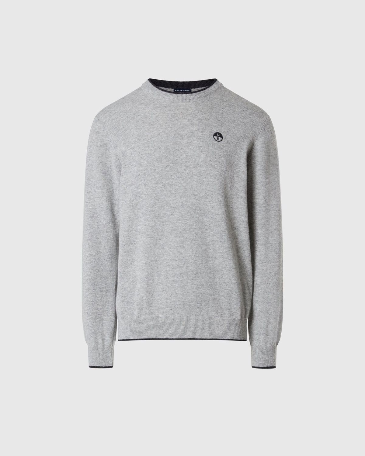 Maglione girocollo in misto cashmere grigio mélange – foto 1