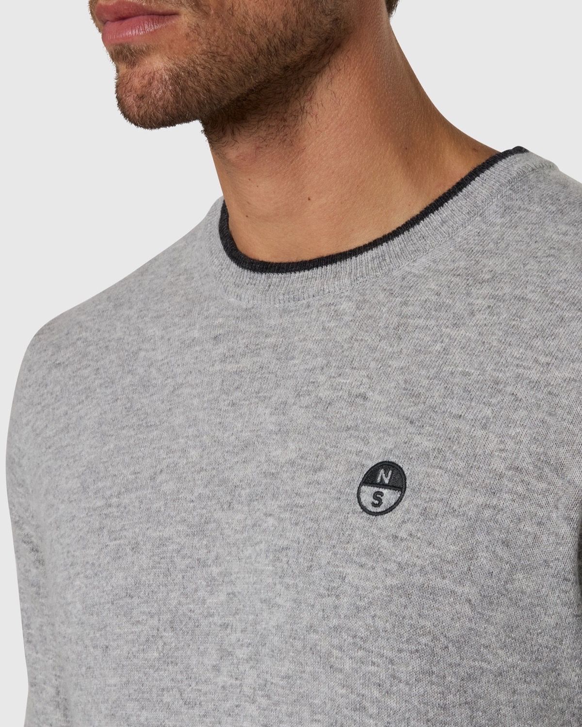 Maglione girocollo in misto cashmere grigio mélange – foto 4