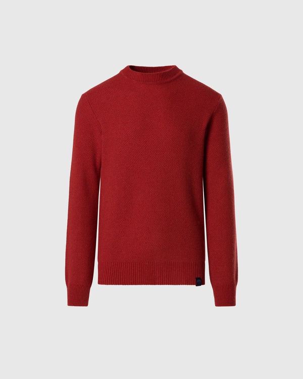 Maglione girocollo a nido d'ape rosso ruggine