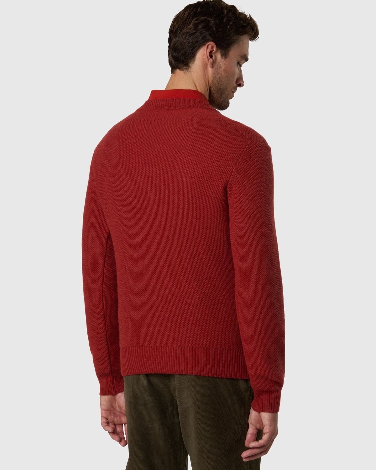 Maglione girocollo a nido d'ape rosso ruggine – foto 5