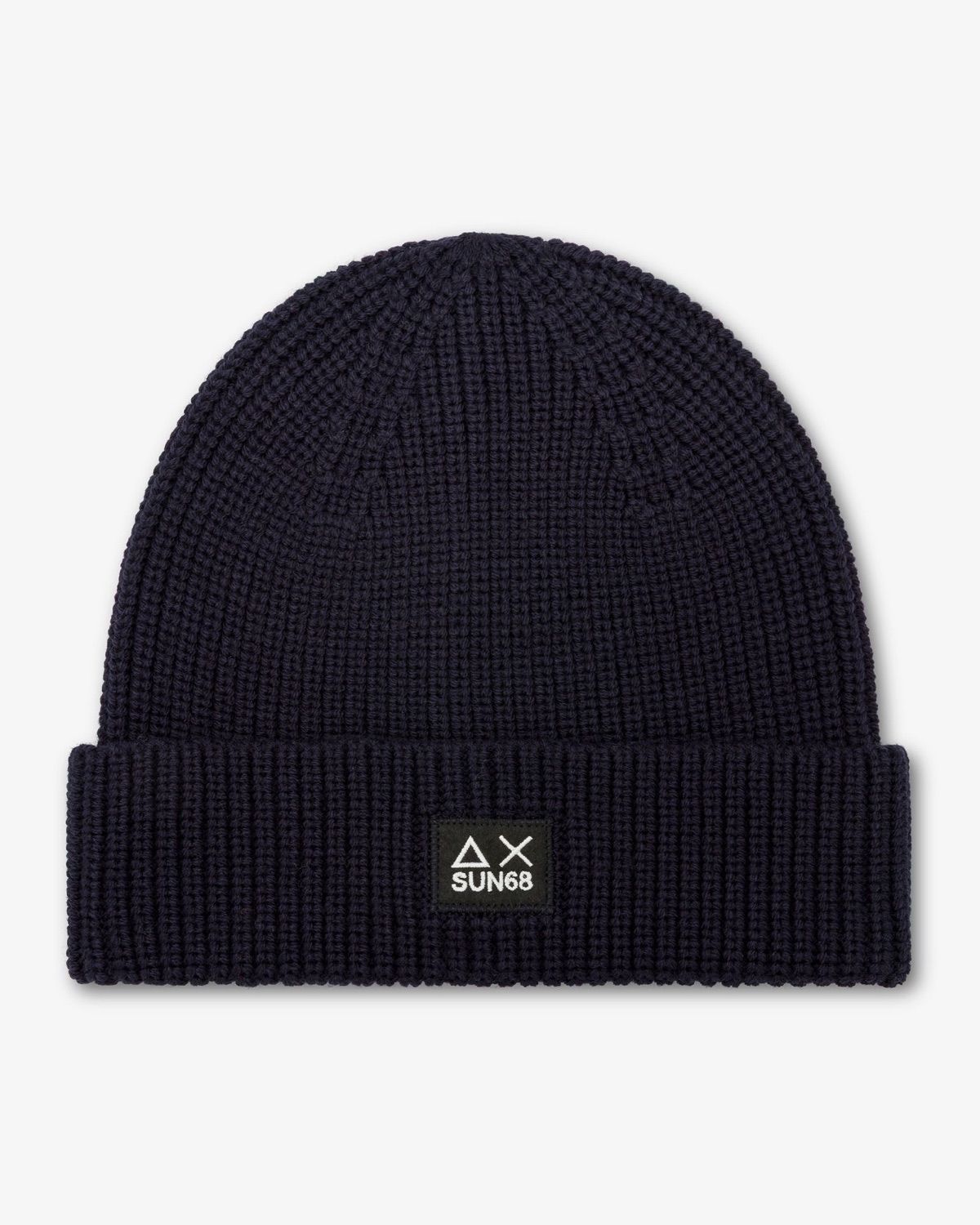 Berretto beanie in misto lana a coste navy blue – foto 1
