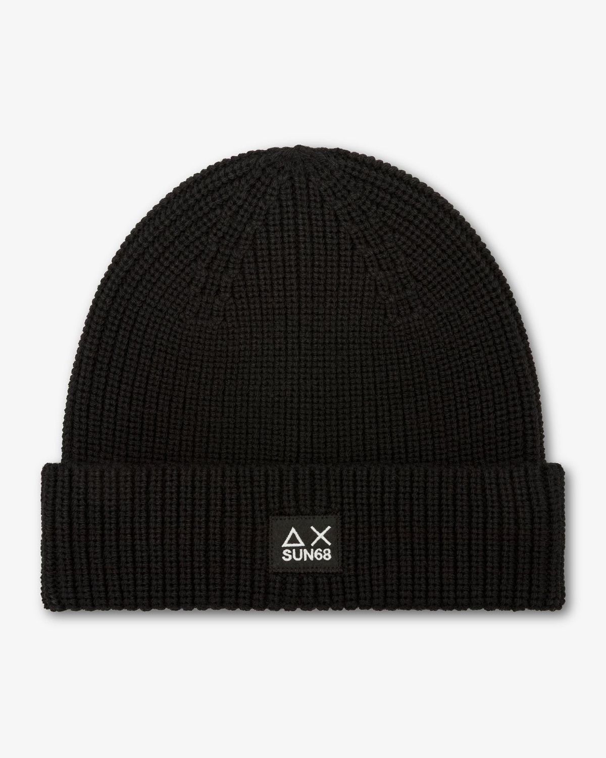 Berretto beanie in misto lana a coste nero – foto 1