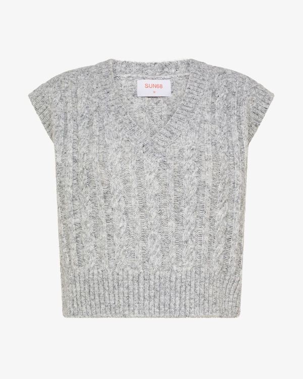 Gilet in lana a trecce grigio chiaro