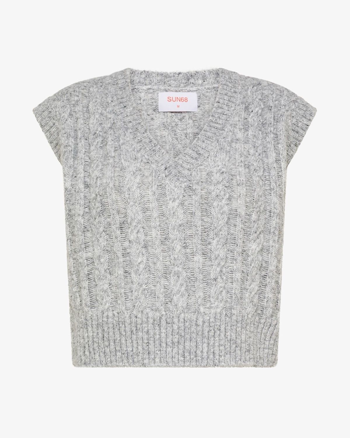Gilet in lana a trecce grigio chiaro – foto 1